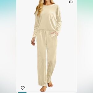 Pajama Set Velvet Sleepwear 2 Piece Lounge Sets Soft Pjs Loungewear w/Pockets